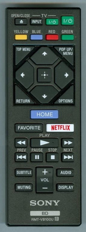 SONY RMT-VB100U BLU RAY Remote